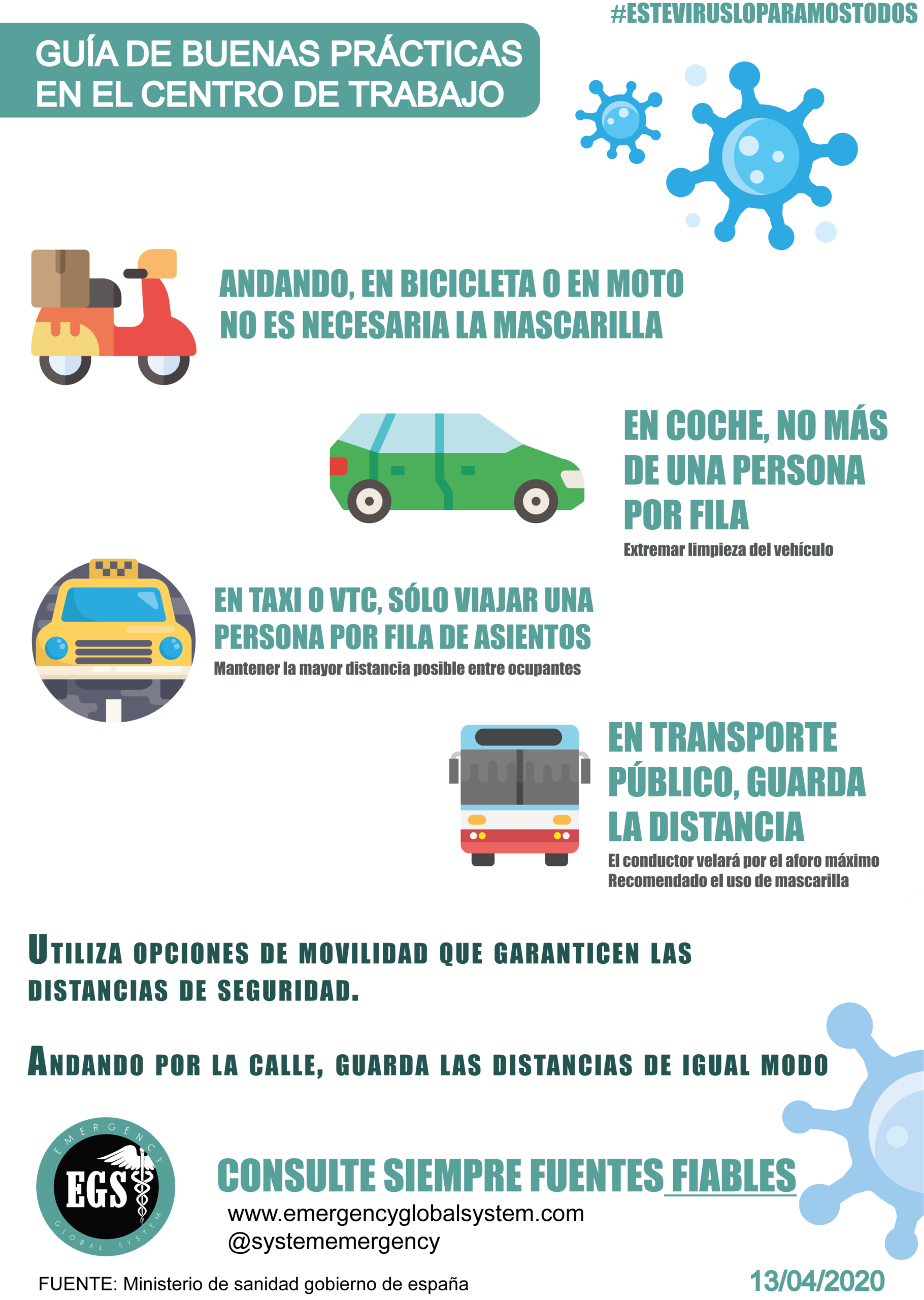 Guía de buenas prácticas sobre Covid-19 en el traslado a centros de trabajo